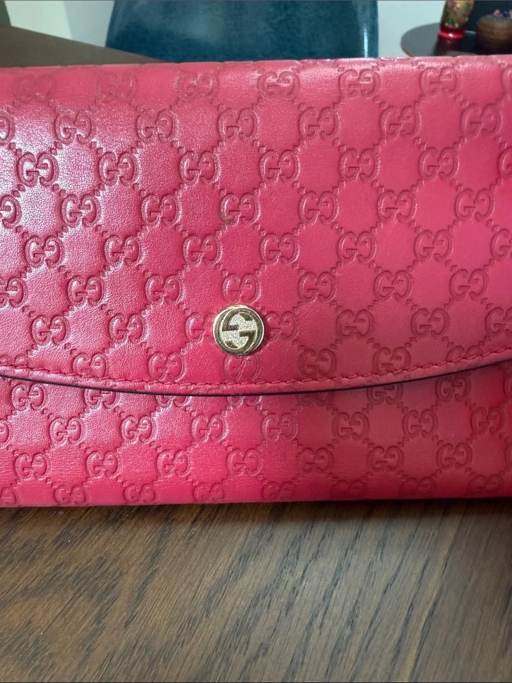 Vintage Gucci Red Leather Continental Wallet